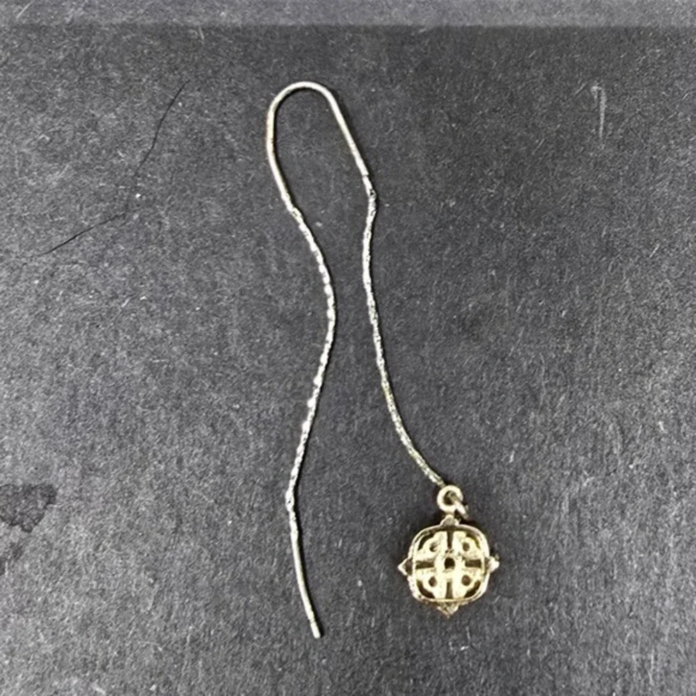 Threader Earring Starburst Floral Dangle OS Gold Clear Good Minimalist‎